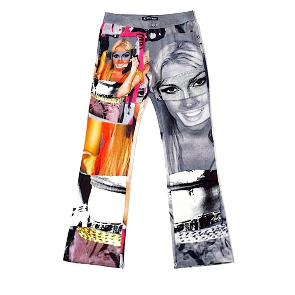 The Kript KRIPT Mugshot Flare Pants Silky New Patchwork Graphic Rare Baddie - Picture 5 of 15